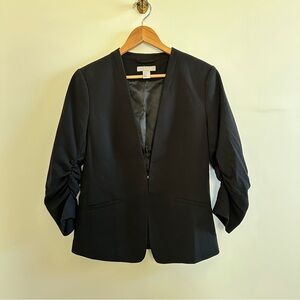 H&M Black Women's Blazer with Ruched Sleeves- 10